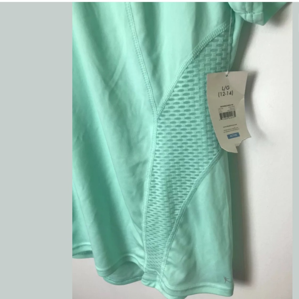 New DANSKIN NOW Mint Green Workout Tee Shirt Top - Picture 3 of 4